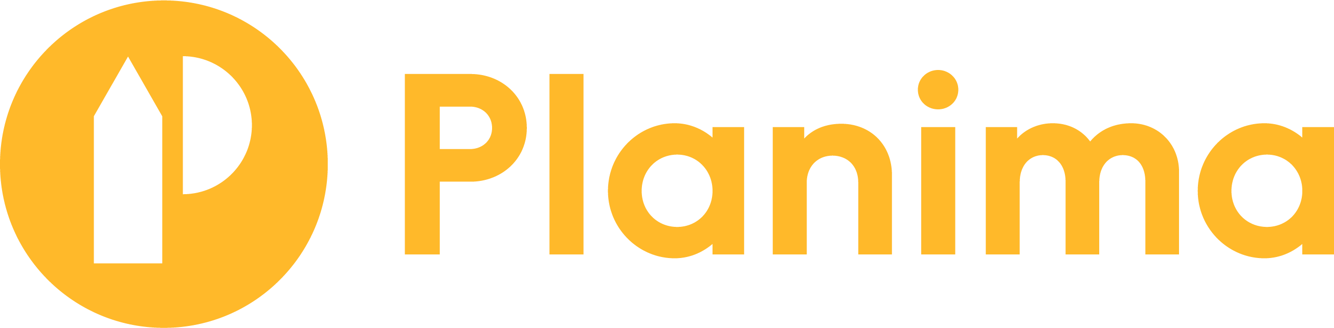 Planima Logotyp Liggande Positiv Gul Stansad